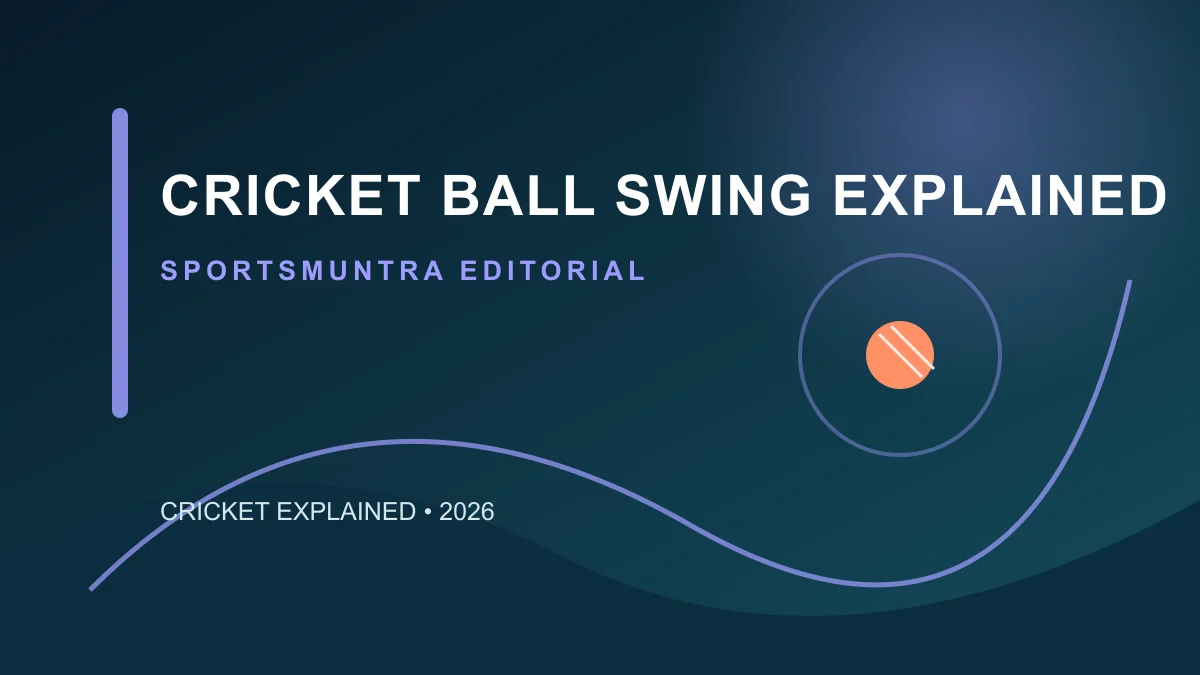 Original editorial illustration for Cricket Ball Swing Explained: seam, shine and release