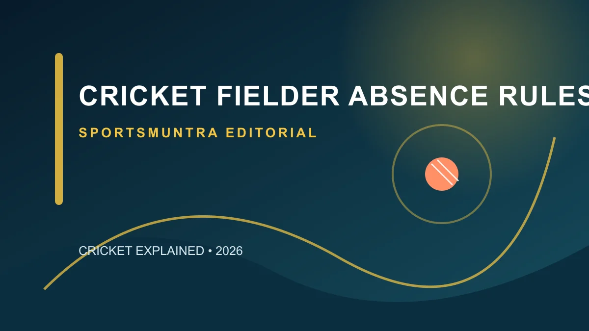 Original SportsMuntra editorial illustration for Cricket Fielder Absence Rules: Time Off the Field and Return