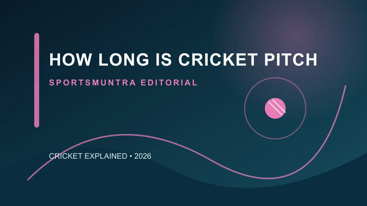 Original SportsMuntra illustration for How Long Is a Cricket Pitch? The Official 22-Yard Measurement