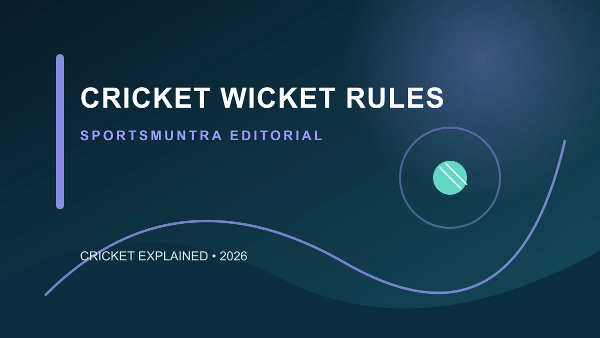 Original SportsMuntra editorial illustration for Cricket Wicket Rules: Stumps, Bails and Positioning