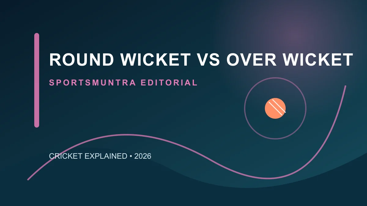 Cricket bowler approaching the stumps from different sides of the wicket