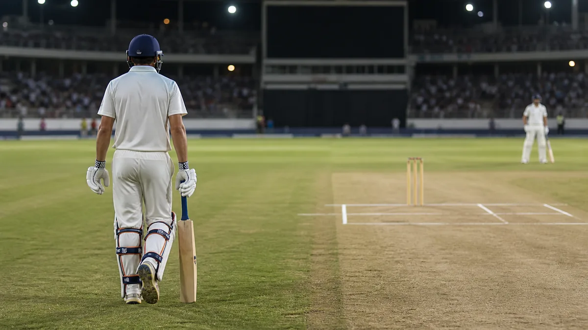 Cricket batter walking toward the pavilion after a tactical retirement